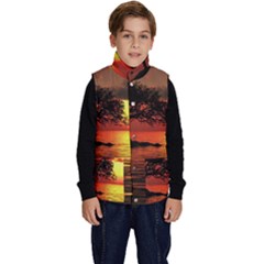 Sunset Nature Sea Dusk Landscape Kid s Button Up Puffer Vest by Salmanaz77