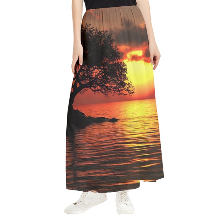 Sunset Nature Sea Dusk Landscape Maxi Chiffon Skirt