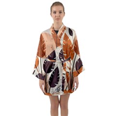 Leaves Boho Monster Nature Long Sleeve Satin Kimono by Salmanaz77