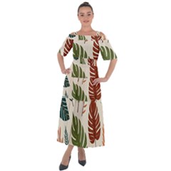 Leaves Autumn Shoulder Straps Boho Maxi Dress  by Salmanaz77