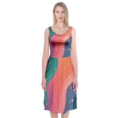 Art Abstract Pattern Midi Sleeveless Dress by Salmanaz77