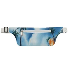 Delicate Watercolor Painting Surreal Oasis Scene With Intense Dramatic Lighting Active Waist Bag by pollyparadiseartshop