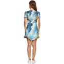 Delicate Watercolor Painting Surreal Oasis Scene With Intense Dramatic Lighting V-Neck High Waist Chiffon Mini Dress View4