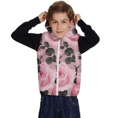 Pink Roses Kids  Stylish Hooded Puffer Vest by pollyparadiseartshop