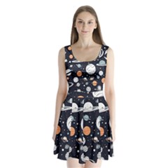 Space Galaxy Universe Stars Sky Split Back Mini Dress  by Paksenen