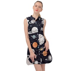 Space Galaxy Universe Stars Sky Sleeveless Shirt Dress by Paksenen