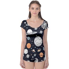 Space Galaxy Universe Stars Sky Boyleg Leotard  by Paksenen