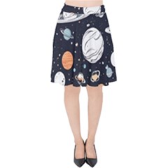 Space Galaxy Universe Stars Sky Velvet High Waist Skirt by Paksenen