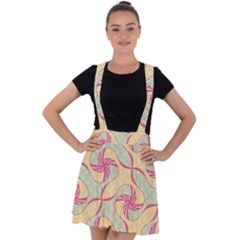 Abstract Pattern Design Scrapbooking Velvet Suspender Skater Skirt by Paksenen