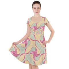 Abstract Pattern Design Scrapbooking Cap Sleeve Midi Dress by Paksenen