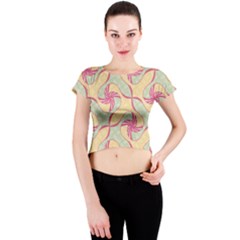 Abstract Pattern Design Scrapbooking Crew Neck Crop Top by Paksenen