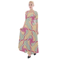 Abstract Pattern Design Scrapbooking Half Sleeves Maxi Dress by Paksenen