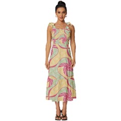 Abstract Pattern Design Scrapbooking Tie-strap Tiered Midi Chiffon Dress by Paksenen