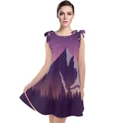 Mountain Night Crescent Moon Tie Up Tunic Dress by Bedest