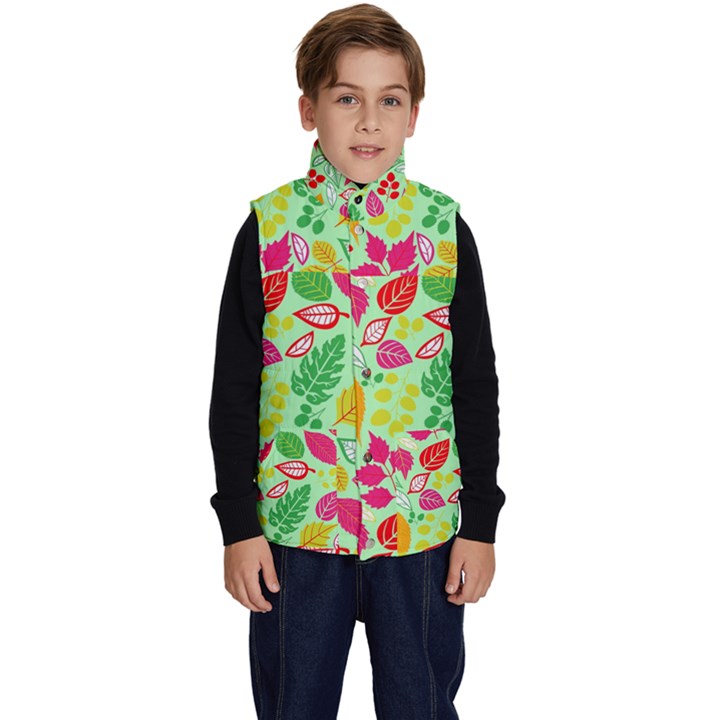 Flower Flora Floral Nature Pattern Seamless Kid s Button Up Puffer Vest