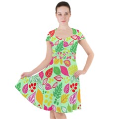 Flower Flora Floral Nature Pattern Seamless Cap Sleeve Midi Dress by Bedest