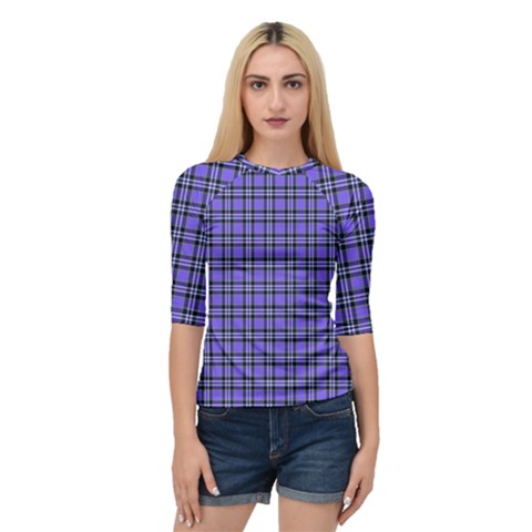 Blue Tartan Plaid 1 Quarter Sleeve Raglan T-shirt by dressshop