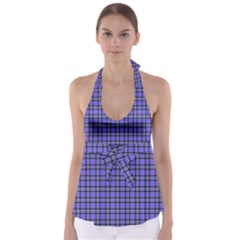 Blue Tartan Plaid 1 Tie Back Tankini Top by dressshop