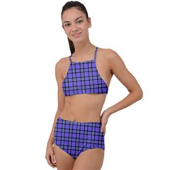 Blue Tartan Plaid 1 Halter Tankini Set by dressshop