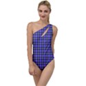 Blue Tartan Plaid 1 To One Side Swimsuit View1