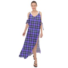 Blue Tartan Plaid 1 Maxi Chiffon Cover Up Dress by dressshop