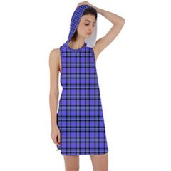 Blue Tartan Plaid 1 Racer Back Hoodie Dress by dressshop