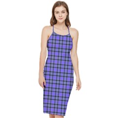 Blue Tartan Plaid 1 Bodycon Cross Back Summer Dress by dressshop