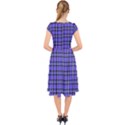 Blue Tartan Plaid 1 Cap Sleeve Front Wrap Midi Dress View2