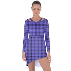 Blue Tartan Plaid 1 Asymmetric Cut-out Shift Dress by dressshop