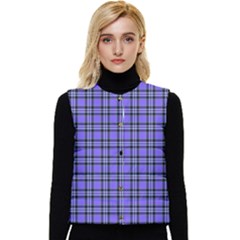 Blue Tartan Plaid 1 Women s Button Up Puffer Vest by dressshop