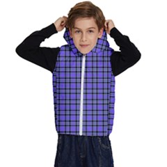 Blue Tartan Plaid 1 Kids  Stylish Hooded Puffer Vest by dressshop