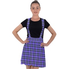 Blue Tartan Plaid 1 Velvet Suspender Skater Skirt by dressshop