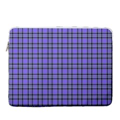 Blue Tartan Plaid 1 15  Vertical Laptop Sleeve Case With Pocket by dressshop