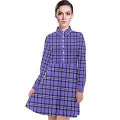 Blue Tartan Plaid 1 Long Sleeve Chiffon Shirt Dress by dressshop