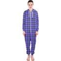 Blue Tartan Plaid 1 Hooded Jumpsuit (Ladies) View1