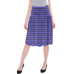 Blue Tartan Plaid 1 Midi Beach Skirt by dressshop