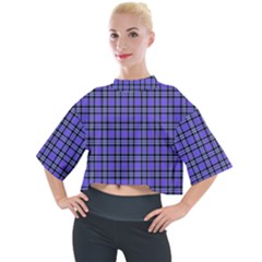 Blue Tartan Plaid 1 Mock Neck T-shirt by dressshop