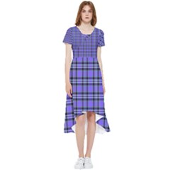 Blue Tartan Plaid 1 High Low Boho Dress by dressshop