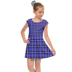 Blue Tartan Plaid 1 Kids  Cap Sleeve Dress by dressshop