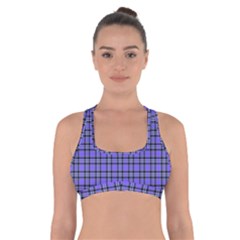 Blue Tartan Plaid 1 Cross Back Sports Bra by dressshop