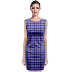 Blue Tartan Plaid 1 Sleeveless Velvet Midi Dress by dressshop