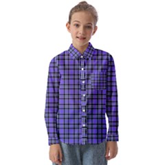 Blue Tartan Plaid 1 Kids  Long Sleeve Shirt by dressshop