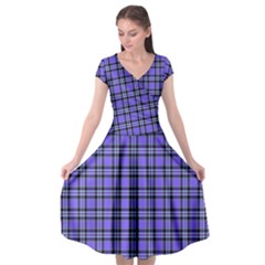 Blue Tartan Plaid 1 Cap Sleeve Wrap Front Dress by dressshop