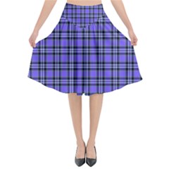 Blue Tartan Plaid 1 Flared Midi Skirt by dressshop