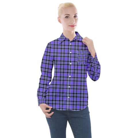 Blue Tartan Plaid 1 Women s Long Sleeve Pocket Shirt by dressshop