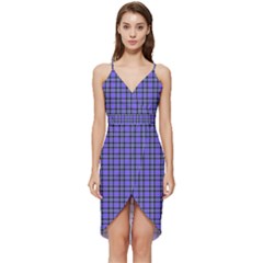 Blue Tartan Plaid 1 Wrap Frill Dress by dressshop