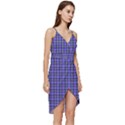 Blue Tartan Plaid 1 Wrap Frill Dress View3