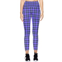 Blue Tartan Plaid 1 Pocket Leggings  by dressshop