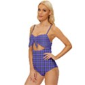 Blue Tartan Plaid 1 Knot Front One-Piece Swimsuit View2