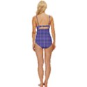 Blue Tartan Plaid 1 Knot Front One-Piece Swimsuit View4